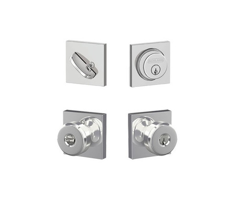 Schlage Residential FB50BWE625COL Bowery Knob with Collins Rose Combo Pack Polished Chrome Finish