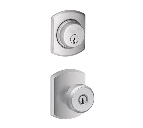 Schlage Residential FB50BWE626GRW Bowery Knob with Greenwich Rose Combo Pack Satin Chrome Finish