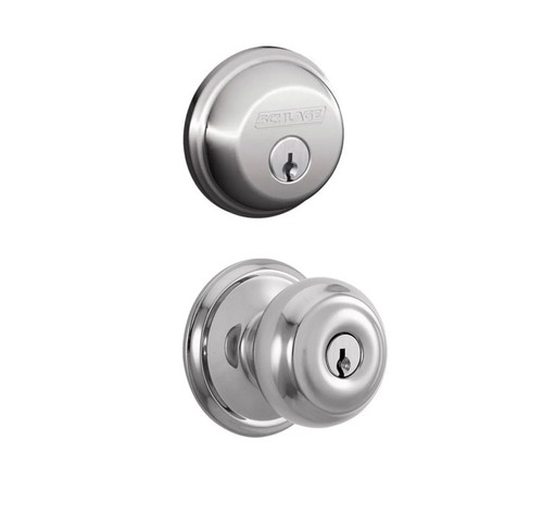 Schlage Residential FB50GEO625 Georgian Knob Combo Pack Polished Chrome Finish