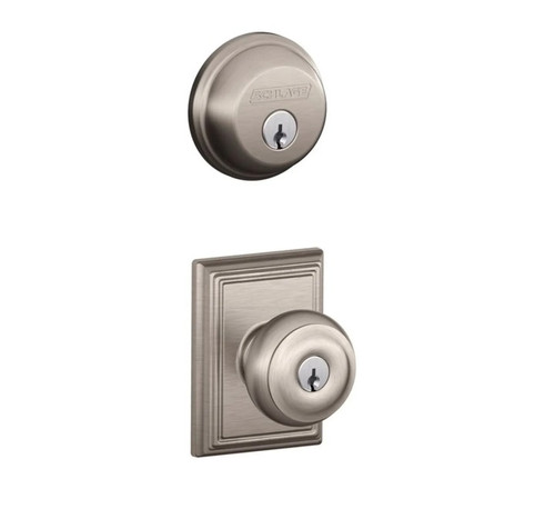 Schlage Residential FB50GEO619ADD-1 Georgian Knob with Addison Rose Combo Pack Satin Nickel Finish