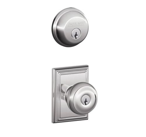 Schlage Residential FB50GEO625ADD-1 Georgian Knob with Addison Rose Combo Pack Polished Chrome Finish