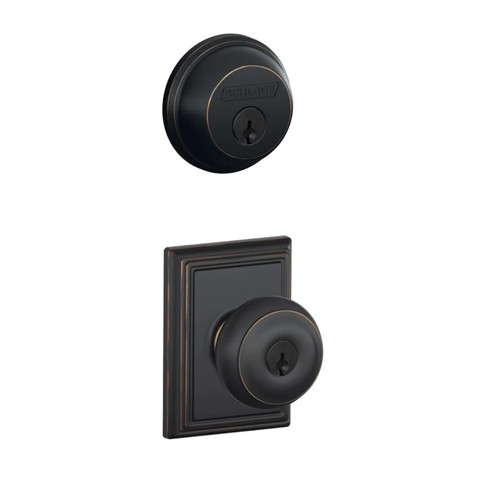 Schlage Residential FB50GEO716ADD-1 Georgian Knob with Addison Rose Combo Pack Aged Bronze Finish