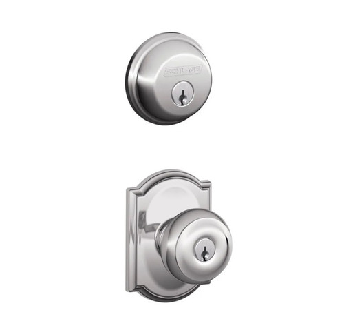 Schlage Residential FB50GEO625CAM-1 Georgian Knob with Camelot Rose Combo Pack Polished Chrome Finish