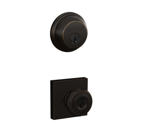 Schlage Residential FB50GEO716COL-1 Georgian Knob with Collins Rose Combo Pack Aged Bronze Finish