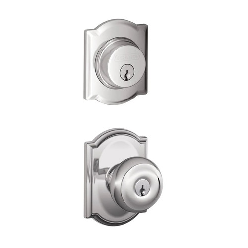 Schlage Residential FB50GEO625CAM Georgian Knob with Camelot Rose Combo Pack Polished Chrome Finish