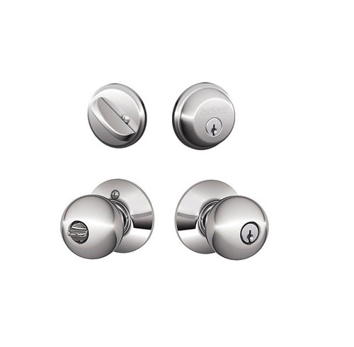 Schlage Residential FB50ORB625 Orbit Knob Combo Pack Polished Chrome Finish
