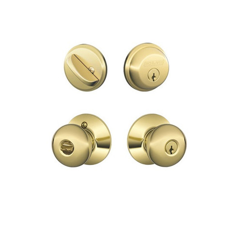 Schlage Residential FB50PLY505 Plymouth Knob Combo Pack Lifetime Brass Finish