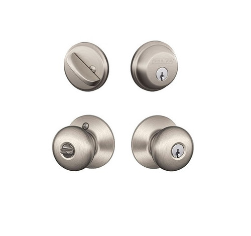 Schlage Residential FB50PLY619 Plymouth Knob Combo Pack Satin Nickel Finish