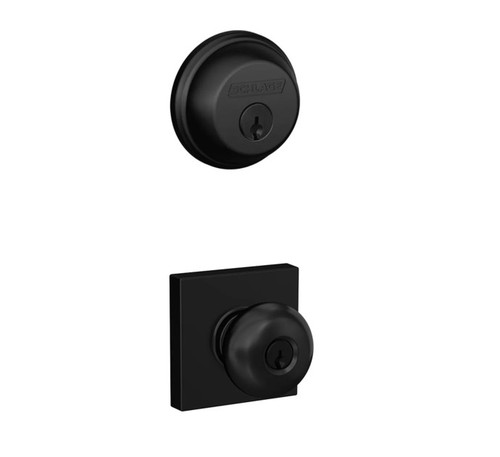 Schlage Residential FB50PLY622COL-1 Plymouth Knob with Collins Rose Combo Pack Matte Black Finish