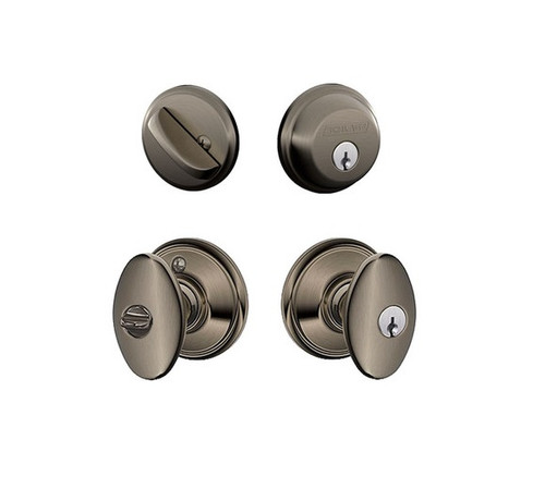 Schlage Residential FB50SIE620 Siena Knob Combo Pack Antique Pewter Finish