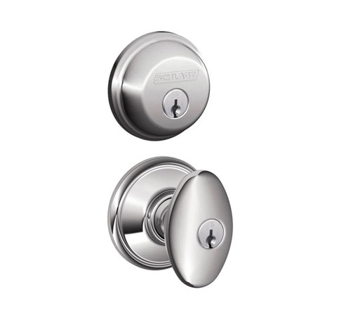 Schlage Residential FB50SIE625 Siena Knob Combo Pack Polished Chrome Finish