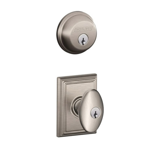 Schlage Residential FB50SIE619ADD-1 Siena Knob with Addison Rose Combo Pack Satin Nickel Finish