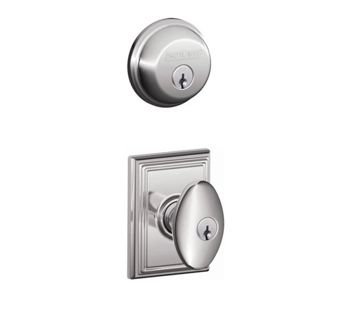 Schlage Residential FB50SIE625ADD-1 Siena Knob with Addison Rose Combo Pack Polished Chrome Finish