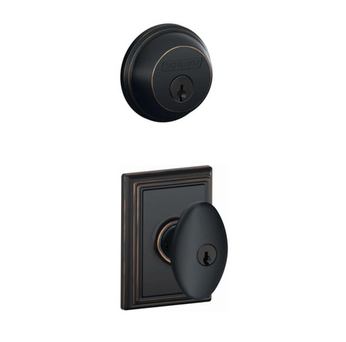 Schlage Residential FB50SIE716ADD-1 Siena Knob with Addison Rose Combo Pack Aged Bronze Finish