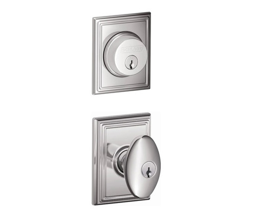 Schlage Residential FB50SIE625ADD Siena Knob with Addison Rose Combo Pack Polished Chrome Finish