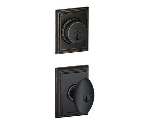 Schlage Residential FB50SIE716ADD Siena Knob with Addison Rose Combo Pack Aged Bronze Finish