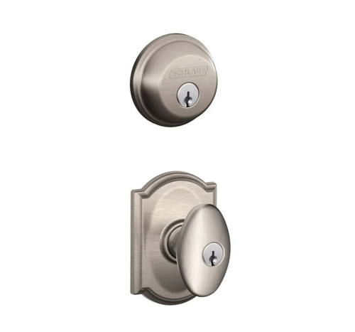 Schlage Residential FB50SIE619CAM-1 Siena Knob with Camelot Rose Combo Pack Satin Nickel Finish