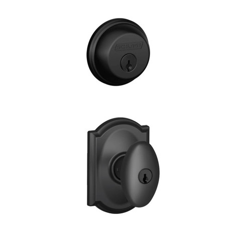 Schlage Residential FB50SIE622CAM-1 Siena Knob with Camelot Rose Combo Pack Matte Black Finish