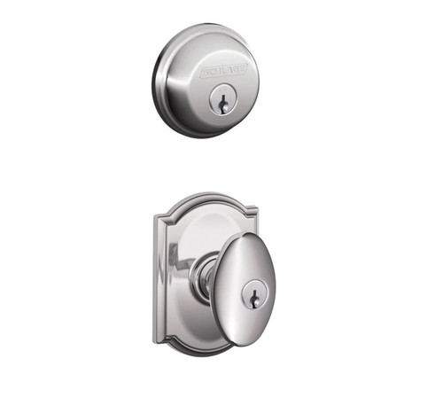 Schlage Residential FB50SIE625CAM-1 Siena Knob with Camelot Rose Combo Pack Polished Chrome Finish
