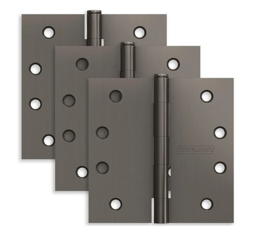 Ives Residential 1020RPF530E Pack of 3 Steel 4" x 4" Square Corner Removable Pin Hinges Black Stainless Finish