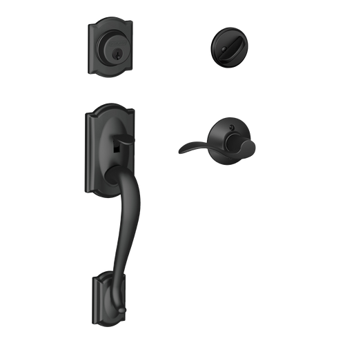 Schlage F60CAM622ACC Matte Black Camelot Handle Set with Accent Handle
