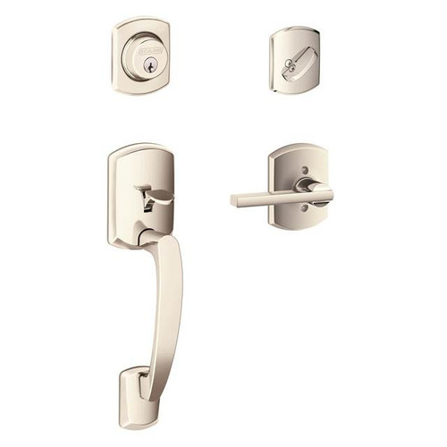 Schlage F60GRW618LATGRW Polished Nickel Greenwich Handle Set with Latitude Handle with Greenwich Rose