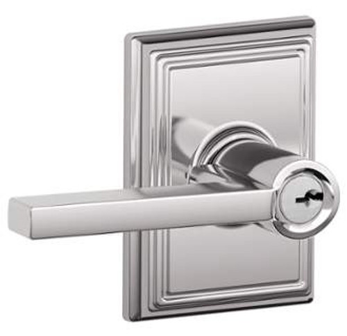 Schlage F51ALAT625ADD Bright Chrome Keyed Entry Latitude Style Lever with Addison Rose
