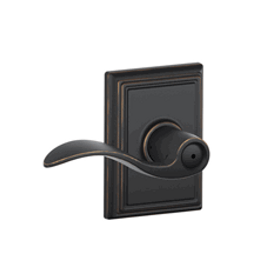Schlage F40ACC716ADD Aged Bronze Privacy Accent Style Lever with Addison Rose