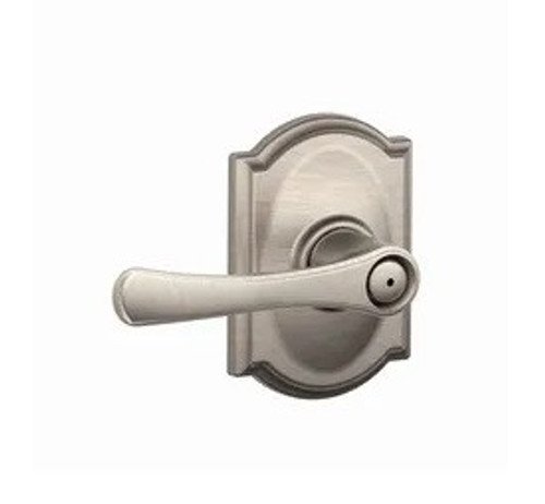 Schlage F40VLA619CAM Satin Nickel Privacy Avila Style Lever with Camelot Rose
