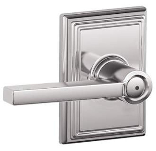Schlage F40LAT625ADD Bright Chrome Privacy Latitude Style Lever with Addison Rose
