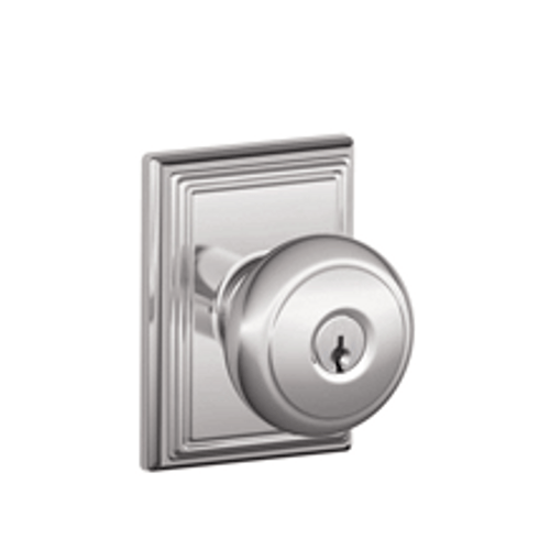 Schlage F51AAND625ADD Bright Chrome Keyed Entry Andover Style Knob with Addison Rose