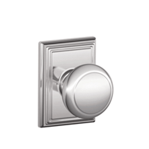 Schlage F10AND625ADD Bright Chrome Passage Andover Style Knob with Addison Rose
