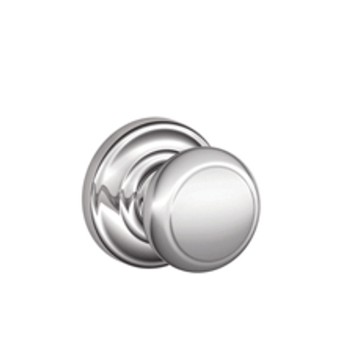 Schlage F10AND625AND Bright Chrome Passage Andover Style Knob with Andover Rose
