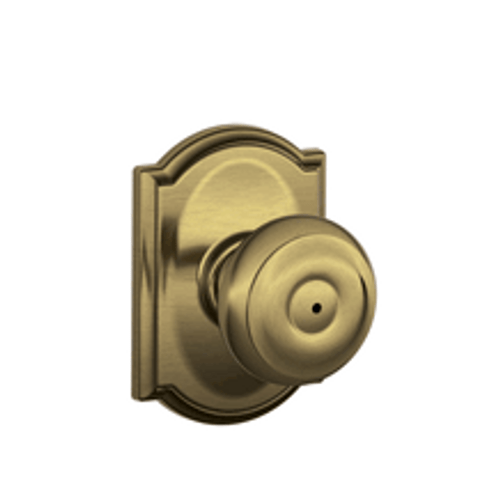 Schlage F40GEO609CAM Antique Brass Privacy Georgian Style Knob with Camelot Rose