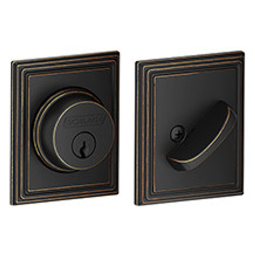 Schlage B60ADD716 Aged Bronze Single Cylinder Addison Deadbolt