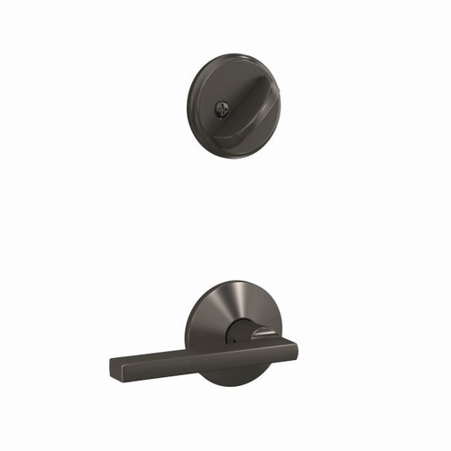 Schlage FC59LAT530KIN Latitude Lever with Kinsler Rose Black Stainless Single Cylinder Handlesets (Interior Side Only)
