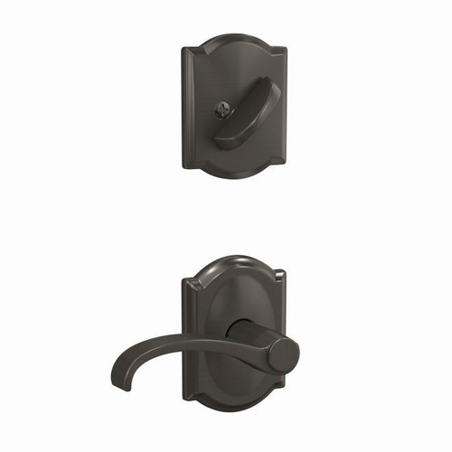 Schlage FC94WIT530CAM Whitney Lever with Camelot Rose Black Stainless Dummy Handleset (Interior Side Only)