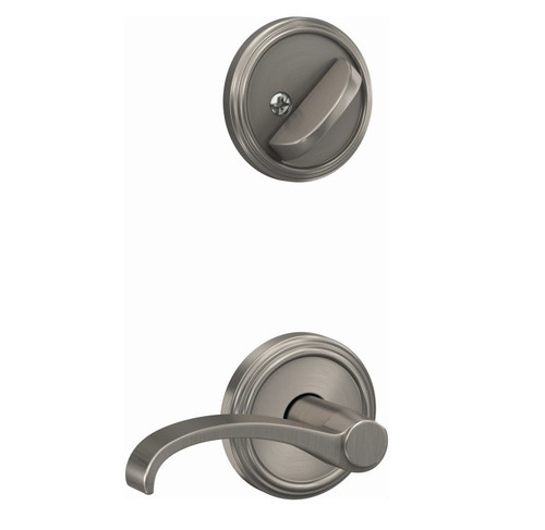 Schlage FC94WIT619IND Whitney Lever with Indy Rose Satin Nickel Dummy Handleset (Interior Side Only)