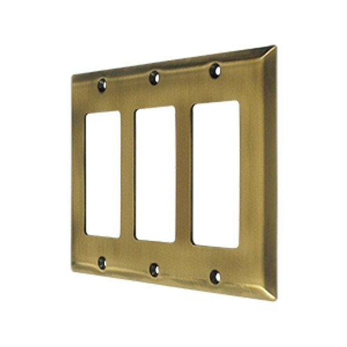 Deltana SWP4740U5 Antique Brass Solid Brass Triple Rocker Plate