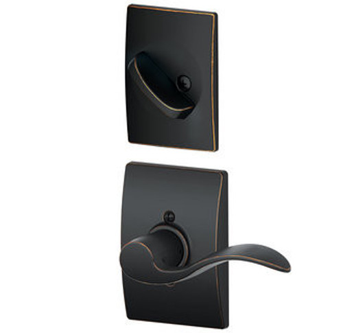 Schlage F94ACC622CEN Matte Black Dummy Handleset with Accent Lever and Century Rose (Interior Side Only)