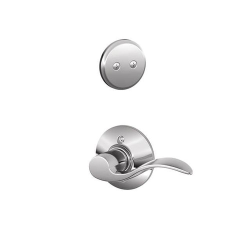 Schlage F94ACC625 Polished Chrome Dummy Handleset with Accent Lever and Regular Rose (Interior Side Only)