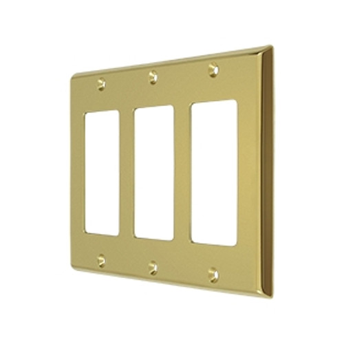 Deltana SWP4740U3 Polished Brass Solid Brass Triple Rocker Plate