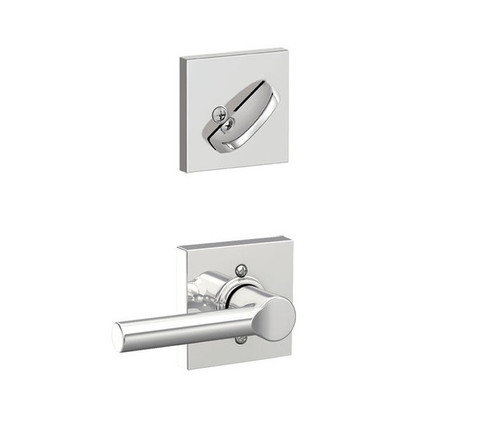 Schlage F94BRW625COL Polished Chrome Dummy Handleset with Broadway Lever and Collins Rose (Interior Side Only)