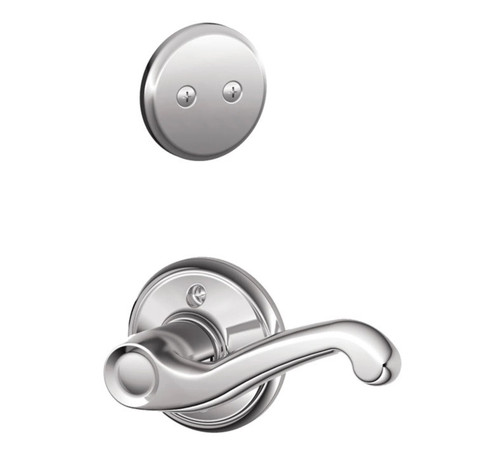 Schlage F94FLA625 Polished Chrome Dummy Handleset with Flair Lever and Regular Rose (Interior Side Only)