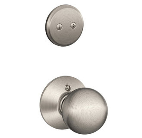 Schlage F94ORB619 Satin Nickel Dummy Handleset with Orbit Knob and Regular Rose (Interior Side Only)