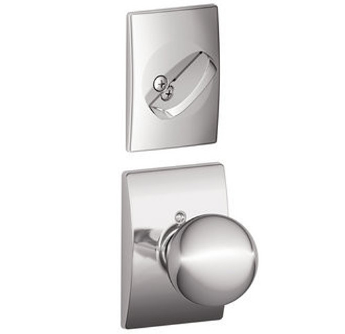 Schlage F94ORB625CEN Polished Chrome Dummy Handleset with Orbit Knob and Century Rose (Interior Side Only)