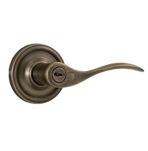 Weslock R0640UAUASL23 Right Hand Bordeau Entry Lock with Adjustable Latch and Full Lip Strike Antique Brass Finish