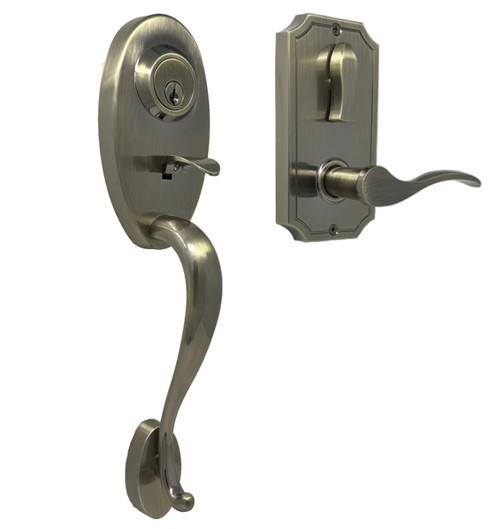 Weslock L1441-AUASL2D Left Hand Lexington 1400 Series Panic Proof Entry with Interior Bordeau Lever Antique Brass Finish