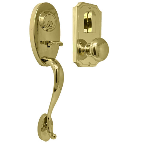 Weslock 01445-BB30020 Lexington Interconnected Exterior Dummy Handleset with Ambassador Lever Trim Lifetime Brass Finish