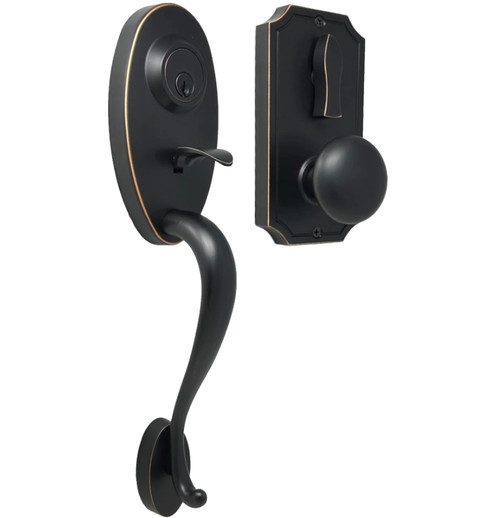 Weslock 01445-1I10020 Lexington Interconnected Exterior Dummy Handleset with Impresa Knob Trim Oil Rubbed Bronze Finish